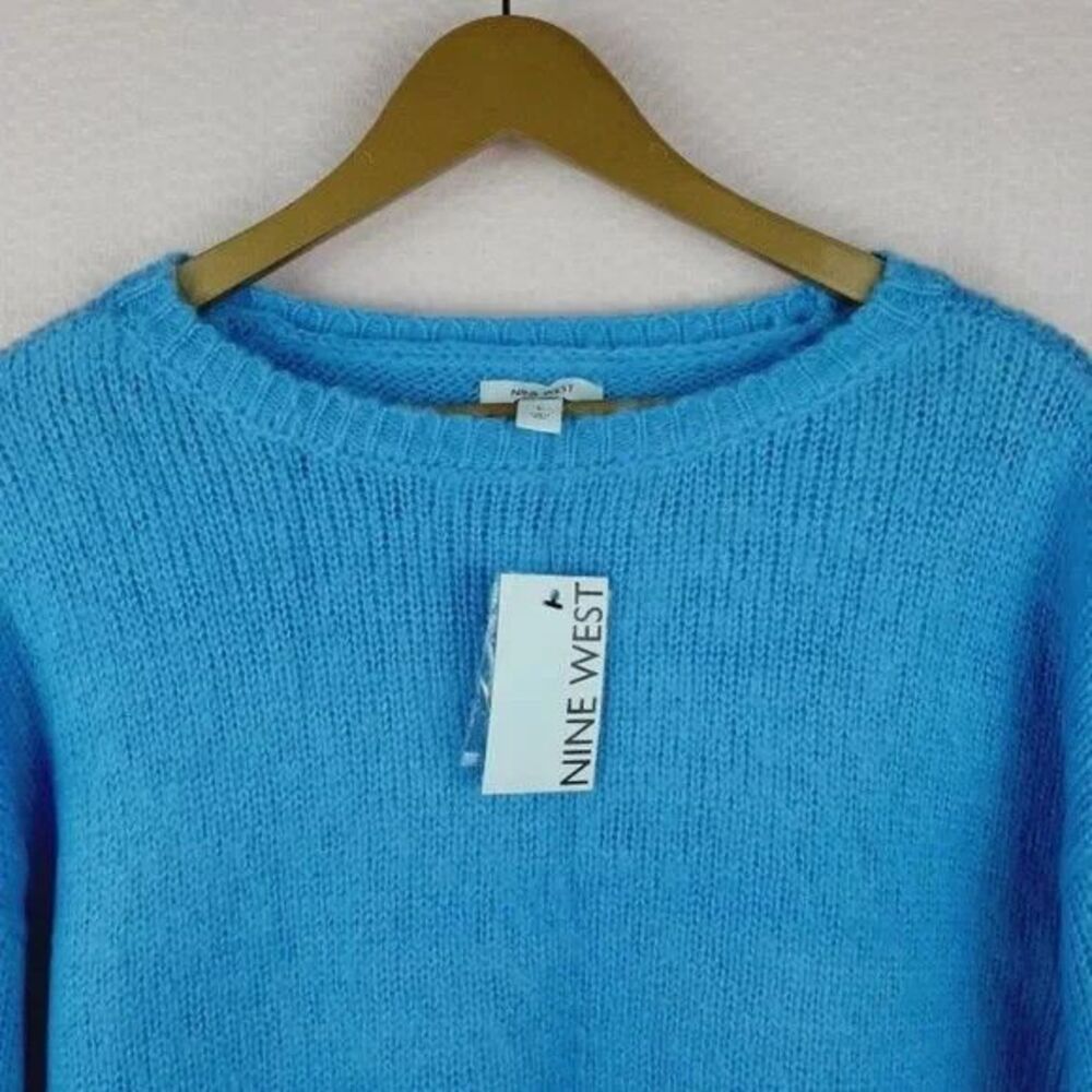 NEW Nine West Women Color Block Sweater with Balloon Sleeves Soft Cozy Size L - Picture 5 of 7